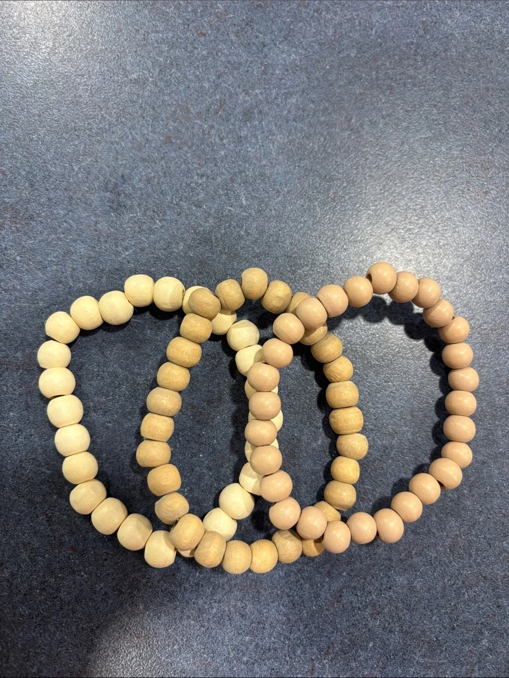 Natural Wood Bead Stretch Bracelet Set - Neutral Tones
